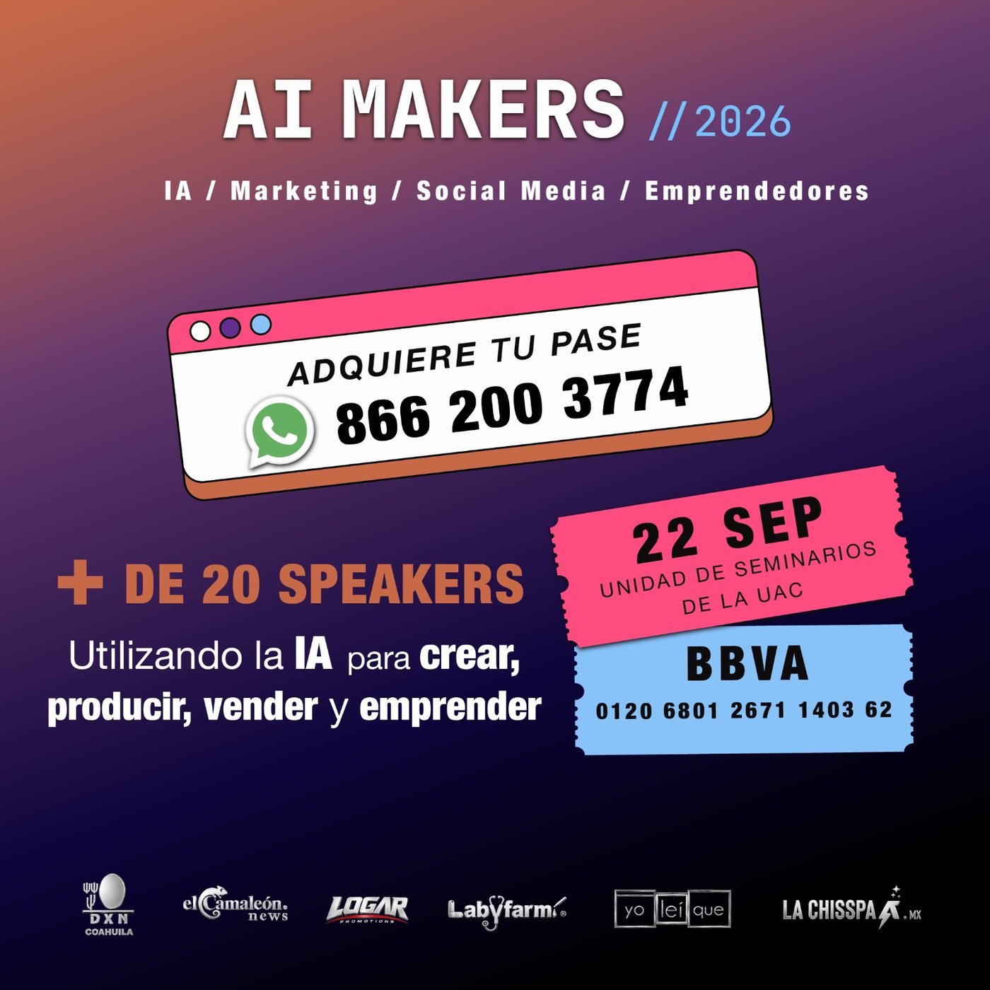 Información oficial para adquirir pases de AI Makers 2026